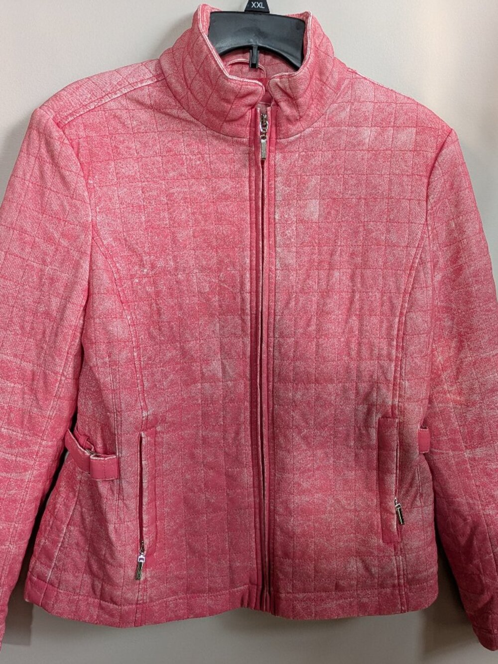 vintage CATO pink acid wash zip up jacket with pockets polyester size S #541